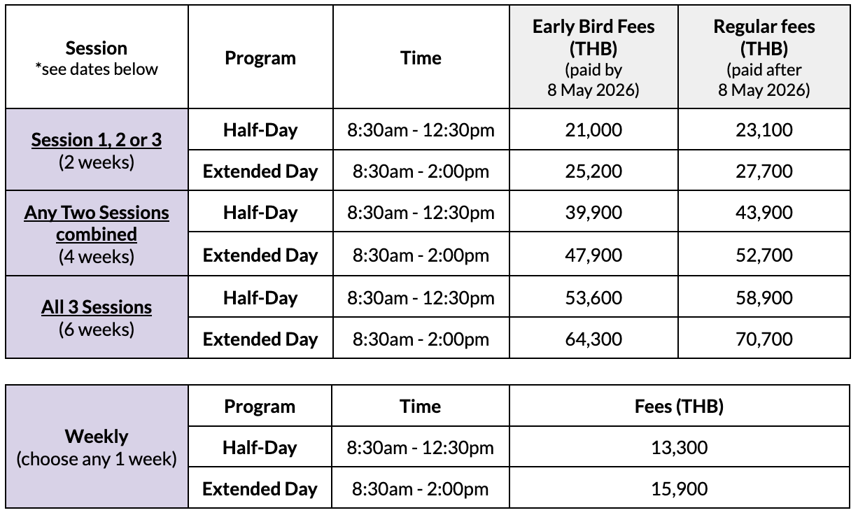 MYIS Summer Camp Fees